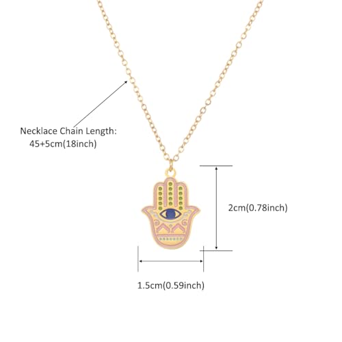 Stainless Steel Hebrew CHAI Necklace | Hand of Fatima Pendant | Turkish Evil Eye Charm | Israel Map Blessing Necklace | Protection Jewelry for Women men Include a Gift Box - color: Gold-Hamsa-1251