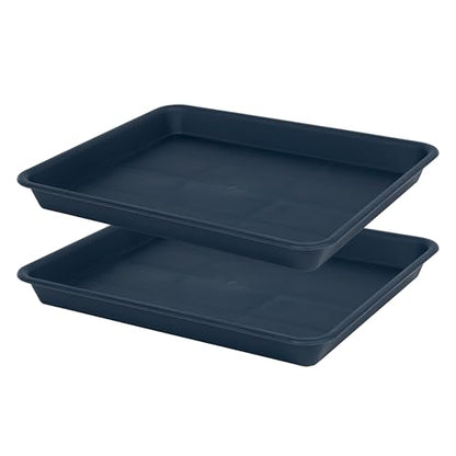 VUWEZ Rectangle Plant Tray, Plant Drip Tray, Plant Pot Saucers, Plant Germination Trays, Plant Saucers, 11'' x 9'' x 1.2'' (2 pack), Blue - color: Blue, size: 11'' x 9'' x 1.2'' (2 pack)