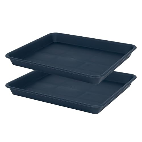 VUWEZ Plant Growing Trays 2 Pack, Plant Tray, 14.5"x11", Heavy Sturdy Plastic Plant Saucer Seed Trays, Seedling Starter Tray, Plant Drip Trays for Indoors, Seed Starter Growing Tray (Blue) - color: Blue, size: 14.5'' x 11'' x 1.5'' (2 pack)