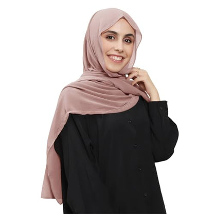 Instant Hijab Set 3-in-1 Chiffon Hijab Scarf for Women with Built-in Magnets and Undercap Head Wraps - color: Pink