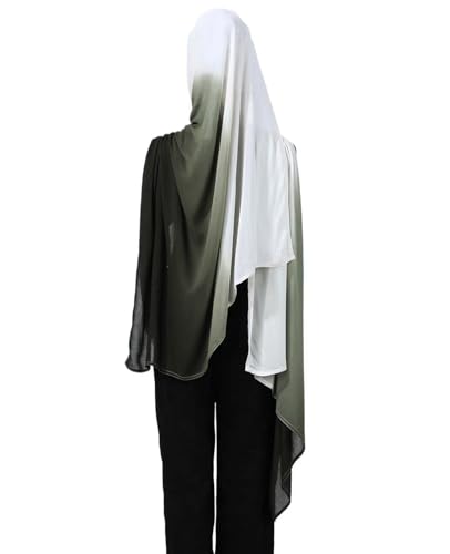 Special Ombre Modal Cotton Hijab Scarf for Women, Graceful Gradient Muslim Head Scarfs - color: Ombre Green