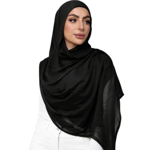 Viscose Hijab Scarf for Women Muslim Cotton Jersey Hijab Fashion Long Scarf Shawls - color: Black