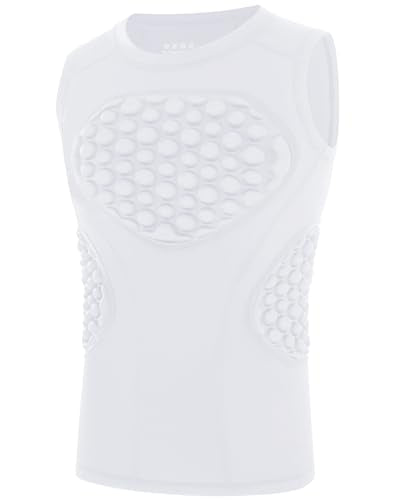 Blueleaf Youth Baseball Chest Protector Padded Compression Sleeveless Shirt Rib Heart Sternum Guard Softball Football - color: White, size: Medium