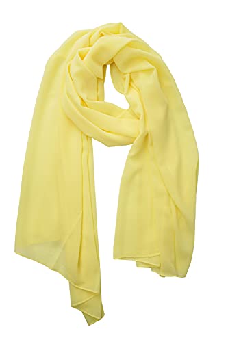 YOUR SMILE for Women Lightweight Breathable Solid Color Soft Chiffon Long Fashion Scarves Sun-proof Shawls Wrap - color: Yellow