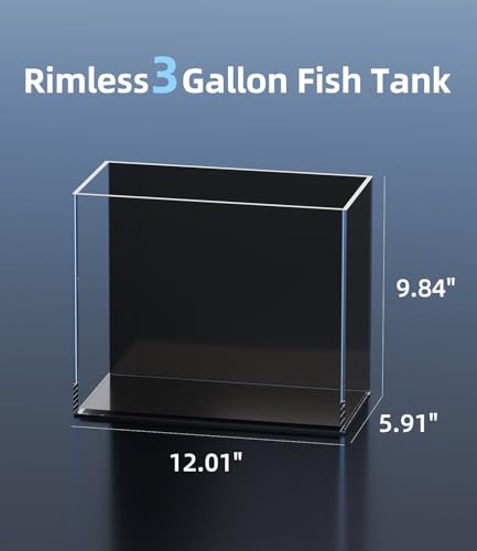 3 Gallon Glass Fish Tank Rimless with Black Background Rectangular Tank | Ultra Clear Low-iron Glass, 5 mm Thick, 92% Light Transmission, for Betta Shrimp Guppy Snail, Included Leveling Mat - size: 3 gallon tank only