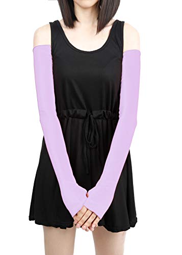 V28 Women Stretchy Long Sleeve Fingerless Gloves - color: Lightpurple
