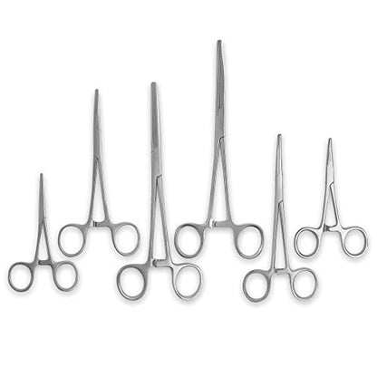 Ultimate Hemostat Set, 6 Piece Ideal for Hobby Tools, Electronics, Fishing and Taxidermy - 8", 6.25" and 5", Stainless Steel, Curved & Straight - size: 8", 6.25" & 5" - Curved & Straight