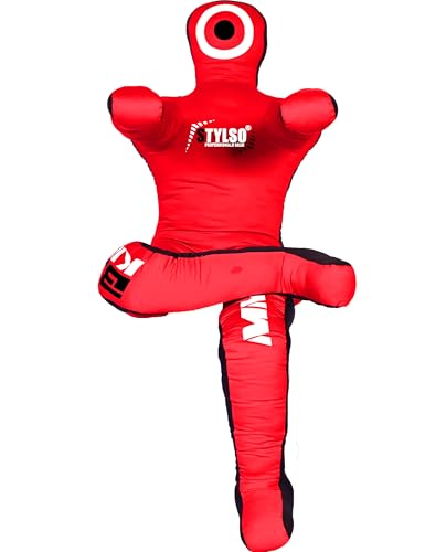 Grappling Dummy, Black Fabric Training Equipment for BJJ, Judo, Karate, Wrestling, Un-Filled Practice Dummy, Model WDM-2025, for Adults and Youth - color: Flex Red
