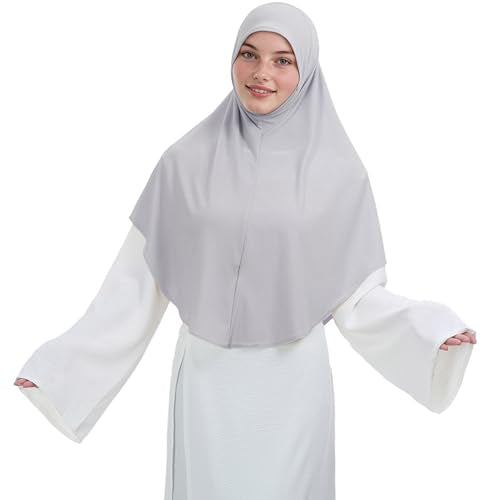 Instant Hijab for Women Muslim Stretchy Prayer Hijab Islamic Headscarf - color: Light Gray