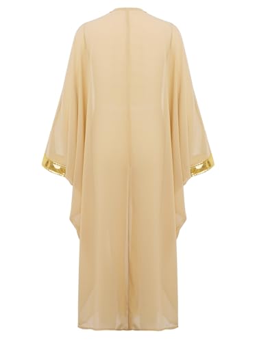 Kids Boys Muslim Thobe Satin Loose Kaftan Robes Long Sleeve Prayer Dress for Ramadan Eid Celebrations - color: Nude, size: 16 Years