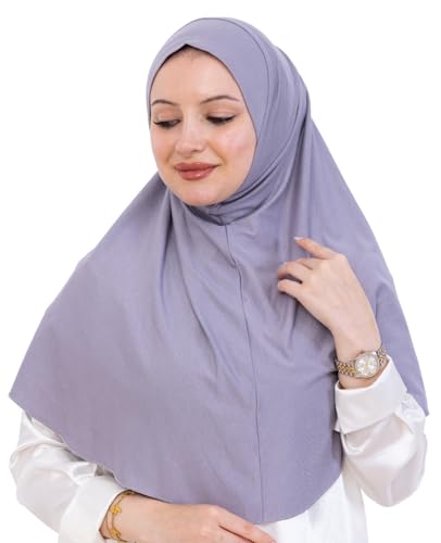 Prien Ready Hijab For Women, One Piece Muslim Instant Turban, Easy To Wear Long Head Scarf, Turkish Islamic Clothes For Abaya - color: Grey