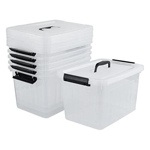 Kekow 6-Pack 10 L Plastic Storage Boxes, Clear Plastic Storage Bins with Lids - size: 10 L