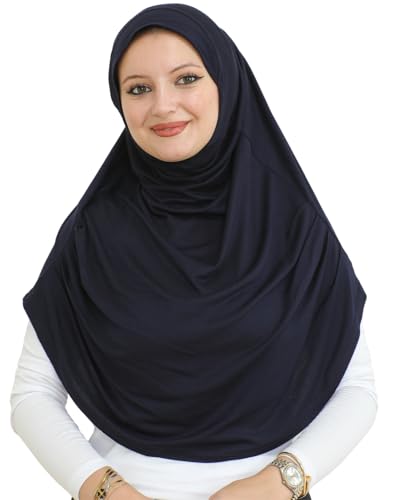 Prien Ready To Wear Hijab For Women, Instant Turban, Soft Muslim Scarf For Prayer, Long Hijabs, Islamic Clothes, Jersey Abaya - color: Navy Blue
