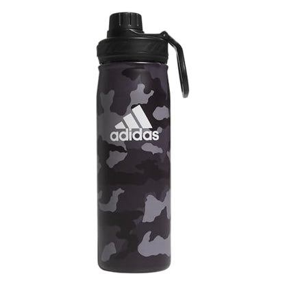 adidas Stainless Steel Metal Water Bottle 20 oz (600 mL) Screw Cap - color: Camouflage Carbon/Black/White