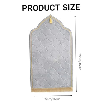 Prayer Mat Thick Soft Flannel Muslim Prayer Rug with Tassel Padded Praying Mat for Daily Salah, 26x45in, Grey, Rug - color: Grey