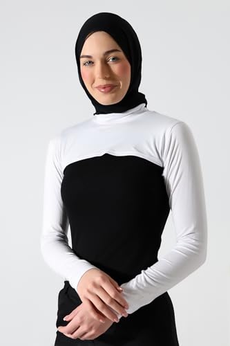ihvan online, Women's Hijab Muslim Prayer Sleeve, Sleeves to Cover Arms for Women, Soft Stretchy Modest Hijab Arm Sleeves - color: White Neck