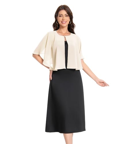 Baoqiya Capelets for women Chiffon Cape Soft Shawls and Wraps For Women - color: Pale Champagne