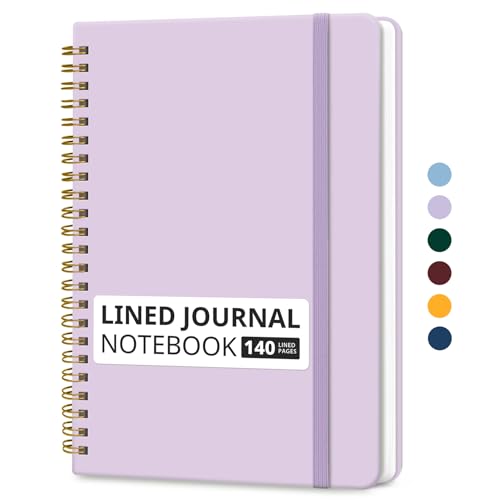 Taja Lined Spiral Journal Notebook for Women & Men, 140 Pages, College Ruled Hardcover Notebook for Work & Note Taking, Journals for Writing, A5(5.7" x 7.9") – Purple - color: E.Purple, style: a-Lined(1 Pack)