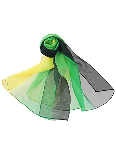 uxcell Women'sChiffon Sheer Long Scarf Silky Gradient Party - color: Yellow Green Black