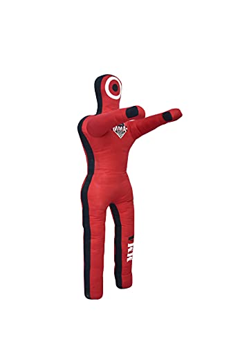 Grappling Standing Dummy – 5FT (60 Inches) Unfilled – Wrestling, Jiu-Jitsu, MMA Training Dummy with Moveable Arms and Legs – Durable Polyester Fabric (Red)