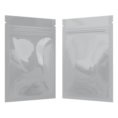 Mylar Style Barrier Bags – Zipper w/Heat Seal – 100 Bags (Gloss White/Gloss White, 1 Gram - 3?x4.5?) - color: Gloss White / Gloss White, size: 3x4.5 Inch (Pack of 100)