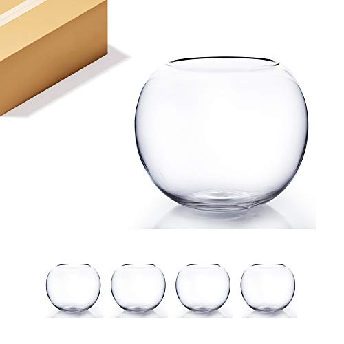 WGV Bowl Glass Vase Bulk, Diameter 10", Height 8", Open Width 6", (Multiple Sizes Choices) Clear Bubble Planter Terrarium Fish Bowl for Wedding Event Home Decor, 4 Pieces (VBW0010) - size: 10"D 1 Case