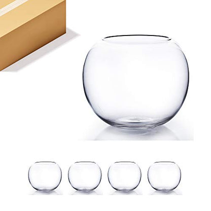 WGV Bowl Glass Vase Bulk, Diameter 10", Height 8", Open Width 6", (Multiple Sizes Choices) Clear Bubble Planter Terrarium Fish Bowl for Wedding Event Home Decor, 4 Pieces (VBW0010) - size: 10"D 1 Case