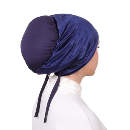 Mu Lan Song Handmade Velvet Cotton Shaper | Grip Hair Grip Scarf | Anti-Slip Non-Slip | Hijab Scarf Shawl Bun Volumizer - color: Navy Blue