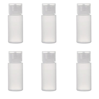 ALINK Travel Size Plastic Empty Toiletry Bottles, 30ml (1 oz) Pack of 6 Liquid Containers with Labels