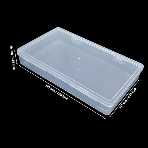 8 Pieces Rectangular Empty Mini Clear Plastic Organizer Box | 195 x 113 x 30 mm, Hinged Lids, For Small Items, Craft Projects - size: 195 x 113 x 30 mm