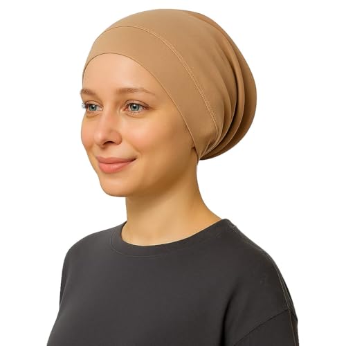 Cotton Modal Jersey Hijab with Matching Undercap, Women's Casual Style, 180cm × 70cm - color: Fawn