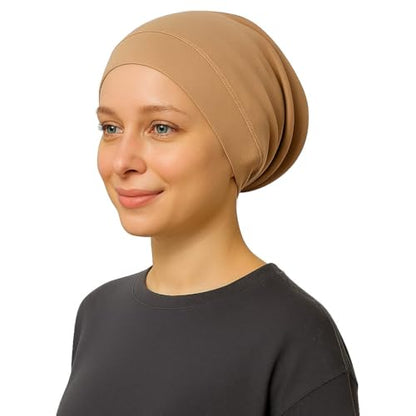 Cotton Modal Jersey Hijab with Matching Undercap, Women's Casual Style, 180cm × 70cm - color: Fawn