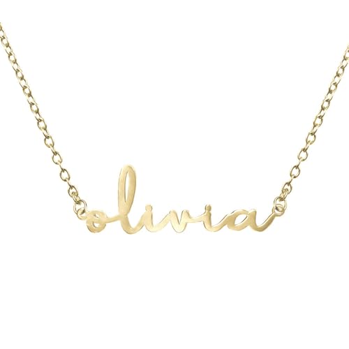 PicturesOnGold.com Custom Name Necklace For Women Personalized Name Necklace in Sterling Silver or Gold Necklace Personalized with any Name or Word - color: Gold Dainty Name Necklace