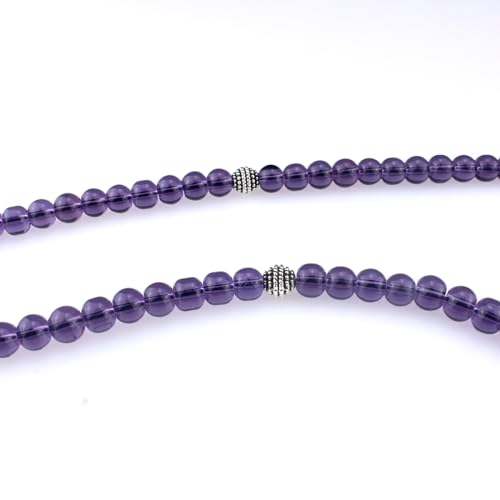 Muslims Islamic Dhikr 99 Tasbeeh Tasbih Prayer Beads, Purple Glass Beads with Tassel