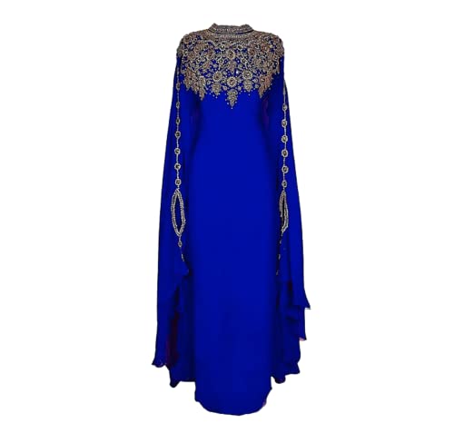 Abaya Kaftan Kimono FARASHA Fancy Casual Muslim Dubai Loose Cover Ups Moroccan - color: Blue, size: Large
