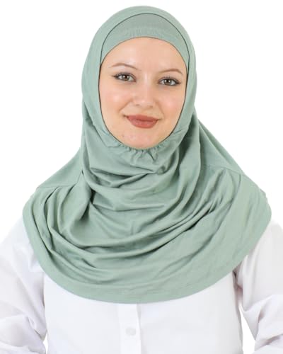 Prien Chic Ready To Wear Hijab For Women, Muslim Long Turban Undercap Set, Instant Scarf, Prayer Clothes For Girls, Abaya - color: Light Green