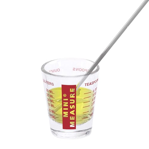 Kolder Mini Measure Heavy Glass, 20-Incremental Measurements Multi-Purpose Liquid and Dry Measuring Shot Glass, Red and Blue, Set of 2 - color: Red and Blue, size: Set of 2