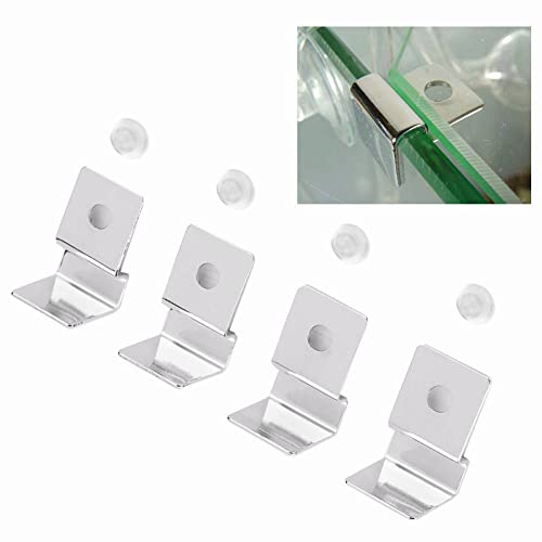 Pssopp Fish Glass Cover Clip, 4Pcs 12mm Stainless Steel Aquarium Glass Cover Support Bracket Holders Universal Lid Clips for Rimless Aquarium - color: 12mm