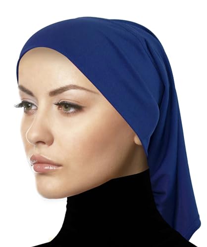 Women's Non-Slip Hijab Undercap - Spandex Elastane Breathable Tube - Soft Chemo Beanie - color: Royal Blue