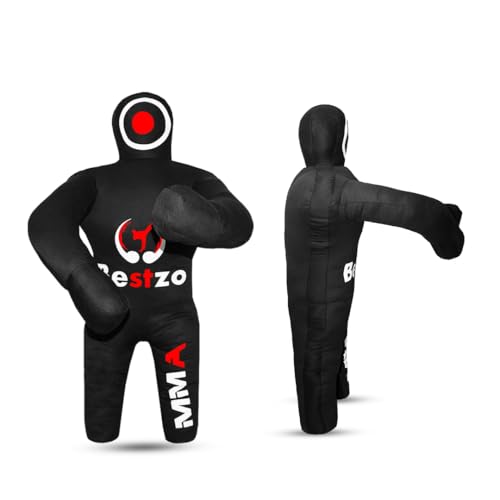 Bestzo Kids MMA Grappling Dummy - Unfilled Canvas Wrestling & BJJ Training Partner for Karate, Judo & Boxing (48-Inch) - color: Black