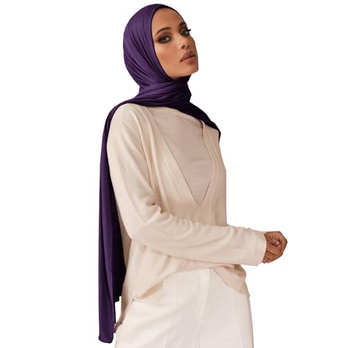 Soft Hijab Scarf for Muslim Women, 71" Long Head Wrap Shawl - color: Purple