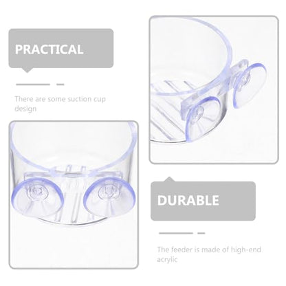 TEHAUX 4pcs Aquarium Fish Feeding Cup with Suction Cups Small and Large Sizes Fish Tank Feeder for Live Bloodworm and Aquatic Pets