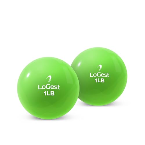 Logest Weighted Toning Exercise Balls Pair - Round Shape Medicine Ball - 1LB 2LB 3LB 4LB 5LB 6LB Available - Toning Muscle for Men & Women - size: 1LB - Pair