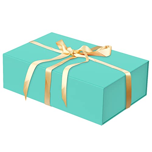 HavrePac Luxury Large Gift Box 13.8"x9"x4.3" Storage Box Ribbon Magnetic Closure for Luxury Packaging Box for Valentine's Day,Mother's Day, Birthdays, Bridal Gifts,Weddings - color: Sky Blue, size: 1 Count (Pack of 1)