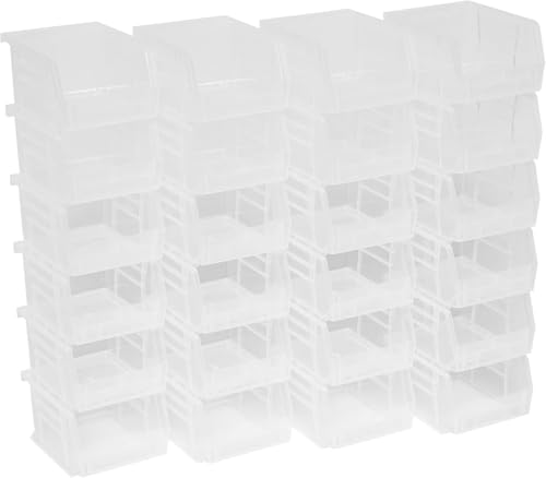Akro-Mils 30210 AkroBins Plastic Storage Bins, 5"x4"x3", Clear, 24-Pack | Space-Saving Stackable Bins for Garage, Pantry, Craft Organization - color: Clear
