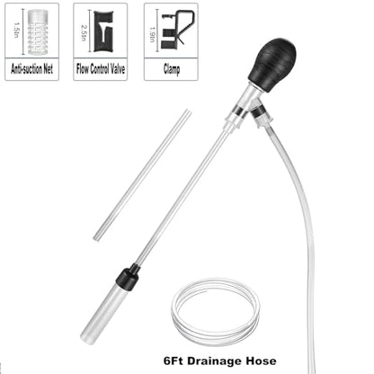 Carefree Fish Aquarium Gravel Cleaner 6Ft Hose Silicone Airbag Fish Tank Water Changer Gravel Vacuum Adjustable Length ABS(for 5~20Gal Tank) - size: M(5~20Gal)