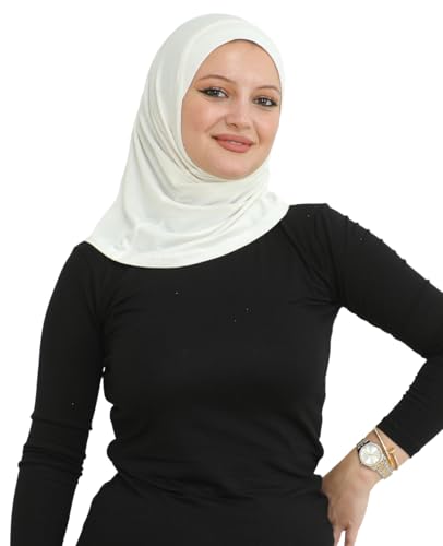 Prien Sport Instant Hijab For Women, Muslim Cotton Turban, Soft Head Scarf, Ready To Wear Hijabs Prayer Clothes, Islamic Wear - color: Cream