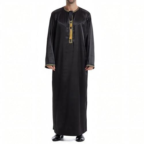 Men's Kaftan - Muslim Robe Thobe Caftan - color: Black, size: Medium
