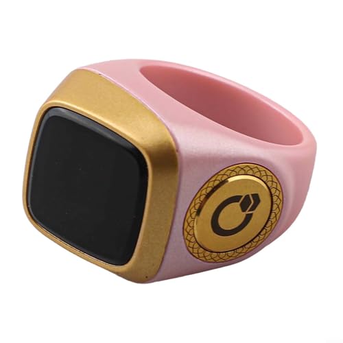 IQibla Smart for Zikr Ring with Digital Counter, Vibration Reminder, for OLED Display, 40mAh and Prayer Time Alerts for Muslims, Black(20mm pink) - size: 20mm pink