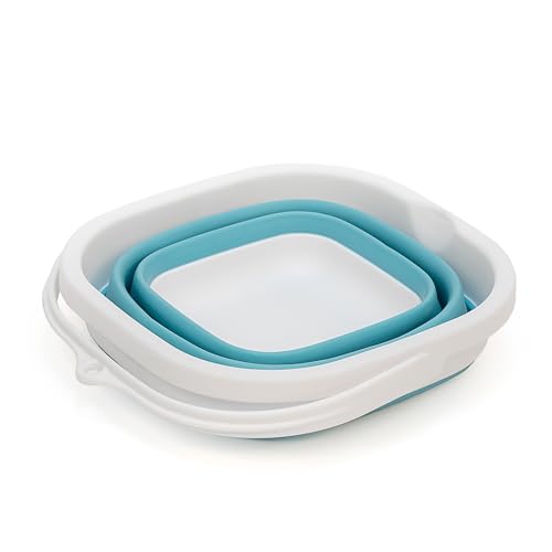 SAMMART 2.6L (0.68 Gallon) Super Mini Sqare Collapsible Plastic Bucket - Foldable Square Tub - Portable Fishing Water Pail - Space Saving Outdoor Waterpot (1, Bright Blue) - color: Bright Blue